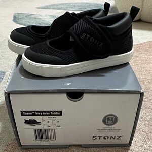 Stonz Black Mary Jane Sneakers with White Sole - Toddler